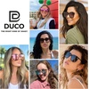 image:imageDUCO Oversized Polarized Sunglasses for Women Trendy Mirrored Shades Retro Square Light Weight UV400 Sun Glasses W01612 Black Frame Revo Blue Lens