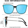 image:imageDUCO Oversized Polarized Sunglasses for Women Trendy Mirrored Shades Retro Square Light Weight UV400 Sun Glasses W01612 Black Frame Revo Blue Lens