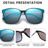 image:imageDUCO Oversized Polarized Sunglasses for Women Trendy Mirrored Shades Retro Square Light Weight UV400 Sun Glasses W01612 Black Frame Revo Blue Lens