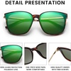 image:imageDUCO Oversized Polarized Sunglasses for Women Trendy Mirrored Shades Retro Square Light Weight UV400 Sun Glasses W01613 Tortoise Frame Revo Green Lens