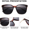 image:imageDUCO Oversized Polarized Sunglasses for Women Trendy Mirrored Shades Retro Square Light Weight UV400 Sun Glasses W01614 Tortoise Frame Grey Lens