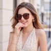 image:imageDUCO Oversized Polarized Sunglasses for Women Trendy Mirrored Shades Retro Square Light Weight UV400 Sun Glasses W01616 Grey Tortoise Frame Brown Lens