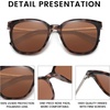 image:imageDUCO Oversized Polarized Sunglasses for Women Trendy Mirrored Shades Retro Square Light Weight UV400 Sun Glasses W01616 Grey Tortoise Frame Brown Lens