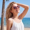 image:imageDUCO Oversized Polarized Sunglasses for Women Trendy Mirrored Shades Retro Square Light Weight UV400 Sun Glasses W01617 Transparent Pink Frame Brown Lens