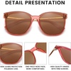 image:imageDUCO Oversized Polarized Sunglasses for Women Trendy Mirrored Shades Retro Square Light Weight UV400 Sun Glasses W01617 Transparent Pink Frame Brown Lens