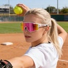 image:imageDUCO Polarized Sports Sunglasses for Men Women DC0023  UV400 Protection Beach Volleyball Sunglasses Flexible TR90 Frame Wrap Around Glasses for Baseball Softball Running12white Black Revo Pink