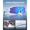 image:imageDUCO Polarized Sports Sunglasses for Men Women DC0023  UV400 Protection Beach Volleyball Sunglasses Flexible TR90 Frame Wrap Around Glasses for Baseball Softball Running01white Black Revo Blue