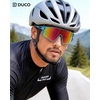 image:imageDUCO Polarized Sports Sunglasses for Men Women DC0023  UV400 Protection Beach Volleyball Sunglasses Flexible TR90 Frame Wrap Around Glasses for Baseball Softball Running04blue Black Revo Orange