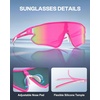image:imageDUCO Polarized Sports Sunglasses for Men Women DC0023  UV400 Protection Beach Volleyball Sunglasses Flexible TR90 Frame Wrap Around Glasses for Baseball Softball Running08pink White Rove Pink