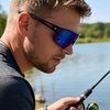 image:imageDUCO Polarized Sports Sunglasses for Men Women DC0023  UV400 Protection Beach Volleyball Sunglasses Flexible TR90 Frame Wrap Around Glasses for Baseball Softball Running07black Black Revo Blue