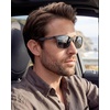 image:imageDUCO Polarized Sunglasses Men Lightweight AlMg Carbon Fiber Rectangle Sunglasses for Men UV400 Protection Sun Glasses 8206A Black Frame Black Temple Grey Lens