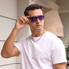 image:imageDUCO Polarized Sunglasses Men Lightweight AlMg Carbon Fiber Rectangle Sunglasses for Men UV400 Protection Sun Glasses 8206Black Frame Black Frame Revo Purple Lens