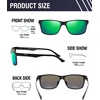 image:imageDUCO Polarized Sunglasses Men Lightweight AlMg Carbon Fiber Rectangle Sunglasses for Men UV400 Protection Sun Glasses 8206Black Frame Black Temple Revo Green Lens