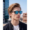 image:imageDUCO Polarized Sunglasses Men Lightweight AlMg Carbon Fiber Rectangle Sunglasses for Men UV400 Protection Sun Glasses 8206Black Frame Black Temple Revo Blue Lens