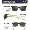 image:imageDUCO Polarized Sunglasses Men Lightweight AlMg Carbon Fiber Rectangle Sunglasses for Men UV400 Protection Sun Glasses 8206Black Frame Gold Temple G15 Lens