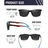 image:imageDUCO Polarized Sunglasses Men Lightweight AlMg Carbon Fiber Rectangle Sunglasses for Men UV400 Protection Sun Glasses 8206Black Frame Red Blue Temple Grey Lens