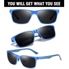 image:imageDUCO Polarized Sunglasses Men Lightweight AlMg Carbon Fiber Rectangle Sunglasses for Men UV400 Protection Sun Glasses 8206Blue Frame Blue Temple Grey Lens