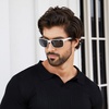 image:imageDUCO Polarized Sunglasses Men Lightweight AlMg Carbon Fiber Rectangle Sunglasses for Men UV400 Protection Sun Glasses 8206Silver Frame Silver Temple Grey Lens