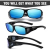 image:imageDUCO Polarized Wraparound Fitover Glasses Wear Over Sunglasses for Men Women UV Protection Sun Glasses 895402 Black Frame Revo Blue Lens