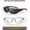 image:imageDUCO Polarized Wraparound Fitover Glasses Wear Over Sunglasses for Men Women UV Protection Sun Glasses 895404 Black Frame Red Temple Grey Lens