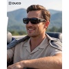 image:imageDUCO Polarized Wraparound Fitover Glasses Wear Over Sunglasses for Men Women UV Protection Sun Glasses 895404 Black Frame Red Temple Grey Lens