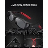 image:imageDUCO Polarized Wraparound Fitover Glasses Wear Over Sunglasses for Men Women UV Protection Sun Glasses 895404 Black Frame Red Temple Grey Lens