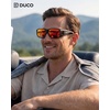 image:imageDUCO Polarized Wraparound Fitover Glasses Wear Over Sunglasses for Men Women UV Protection Sun Glasses 895405 Black Frame Revo Red Lens