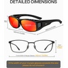 image:imageDUCO Polarized Wraparound Fitover Glasses Wear Over Sunglasses for Men Women UV Protection Sun Glasses 895405 Black Frame Revo Red Lens