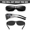 image:imageDUCO Polarized Wraparound Fitover Glasses Wear Over Sunglasses for Men Women UV Protection Sun Glasses 895407 Clear Grey Frame Grey Lens