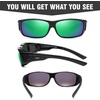 image:imageDUCO Polarized Wraparound Fitover Glasses Wear Over Sunglasses for Men Women UV Protection Sun Glasses 8954Black Frame Revo Green Lens
