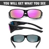 image:imageDUCO Polarized Wraparound Fitover Glasses Wear Over Sunglasses for Men Women UV Protection Sun Glasses 8954Black Frame Revo Purple Lens
