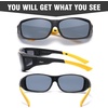 image:imageDUCO Polarized Wraparound Fitover Glasses Wear Over Sunglasses for Men Women UV Protection Sun Glasses 8954Black Frame Yellow Temple Grey Lens