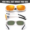 image:imageDUCO Polarized Wraparound Fitover Glasses Wear Over Sunglasses for Men Women UV Protection Sun Glasses 8954White Frame Revo Red Lens