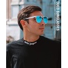 image:imageDUCO Retro Polarized Sunglasses for Men UV400 Protection Mens Sun Glasses Vintage Shades with Lightweight ALMG Frame DC3052Silver Frame Mirrored Blue Lens