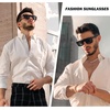 image:imageDUCO Retro Rectangle Polarized Sunglasses for Men Women Vintage Flat Top Acetate Sun Glasses UV400 Protection DC2360