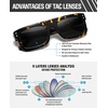 image:imageDUCO Retro Rectangle Polarized Sunglasses for Men Women Vintage Flat Top Acetate Sun Glasses UV400 Protection DC2360