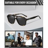 image:imageDUCO Retro Square Aviator Sunglasses For Men Women Polarized Vintage Double Bridge Sun Glasses UV Protection 3024Tortoise Frame Grey Lens