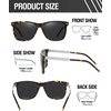 image:imageDUCO Retro Square Polarized Sunglasses for Men Women Sun Glasses Acetate Frame 100 UV Protection 2143Tortoise Frame Grey Lens