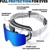 image:imageDUCO Ski Goggles with Magnetic Lens for Snowboard AntiFog UV400 Protection Over Glasses OTG Snow Sports Goggles DCS002White Frame Revo Bluerevo Red Lens
