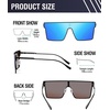 image:imageDUCO Square Oversized Fashion Sunglasses for Men Polarized Flat Top UV400 Protection Metal Frame Big Large DC3055