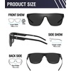 image:imageDUCO Square Polarized Sunglasses for Men Women Large Flat Top Shield Sun Glasses UV400 Protection Carbon Fiber Shades DC8230Black Frame Black Temple Grey Lens