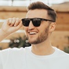 image:imageDUCO Square Polarized Sunglasses for Men Women Large Flat Top Shield Sun Glasses UV400 Protection Carbon Fiber Shades DC8230Black Frame Black Temple Grey Lens