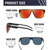image:imageDUCO Square Polarized Sunglasses for Men Women Large Flat Top Shield Sun Glasses UV400 Protection Carbon Fiber Shades DC8230Black Frame Black Temple Revo Red Lens