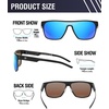 image:imageDUCO Square Polarized Sunglasses for Men Women Large Flat Top Shield Sun Glasses UV400 Protection Carbon Fiber Shades DC8230Black Frame Black Temple Revo Blue Lens