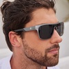 image:imageDUCO Square Polarized Sunglasses for Men Women Large Flat Top Shield Sun Glasses UV400 Protection Carbon Fiber Shades DC8230Gunmetal Frame Black Temple Grey Lens