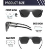 image:imageDUCO Square Polarized Sunglasses for Men Women Large Flat Top Shield Sun Glasses UV400 Protection Carbon Fiber Shades DC8230Gunmetal Frame Black Temple Grey Lens