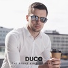 image:imageDUCO Square Sunglasses for Men Women Polarized Driving Sun Glasses UV400 Protection Retro Shades DC3038Matte Black Frame Gradient Gray Lens