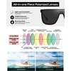 image:imageDUCO Trendy Square Sunglasses for Men Women Flat Top Shield Shades Oversized Carbon Fiber Polarized Sun Glasses DC8209Black Frame Grey Lens