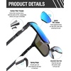 image:imageDUCO Trendy Square Sunglasses for Men Women Flat Top Shield Shades Oversized Carbon Fiber Polarized Sun Glasses DC8209Black Frame Revo Blue Lens