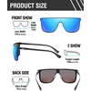 image:imageDUCO Trendy Square Sunglasses for Men Women Flat Top Shield Shades Oversized Carbon Fiber Polarized Sun Glasses DC8209Black Frame Revo Blue Lens